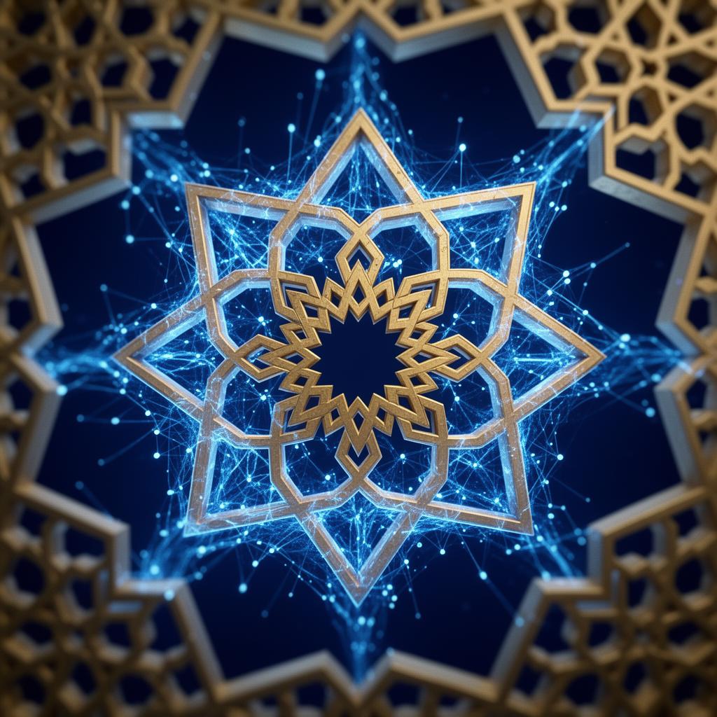 AI hologram with Islamic geometric pattern